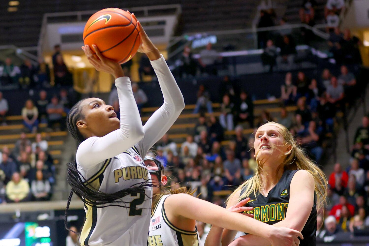 Rashonda Jones of Purdue - going up for a lay-up against Vermont