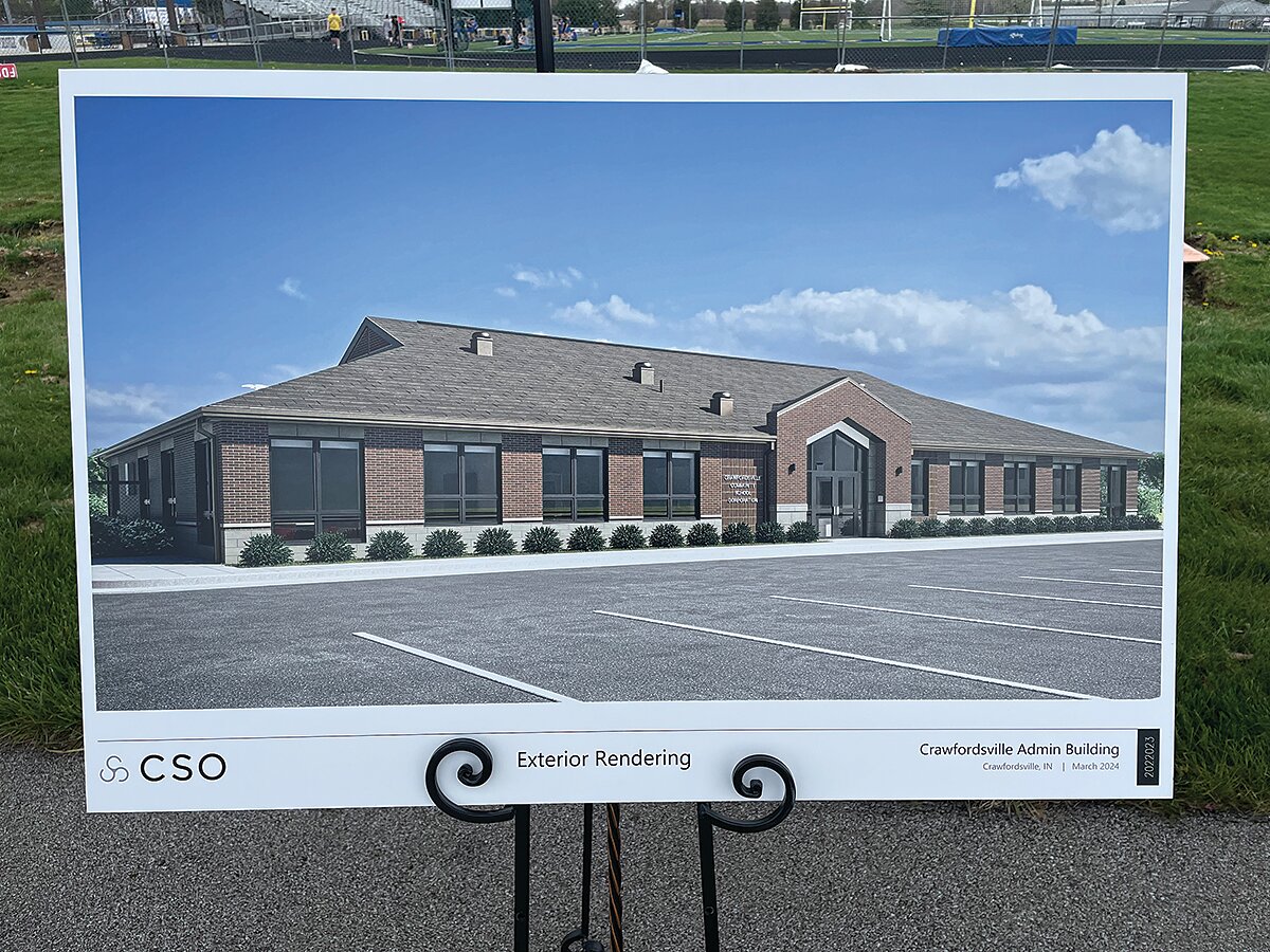 An artist rendering of the new building was on display.