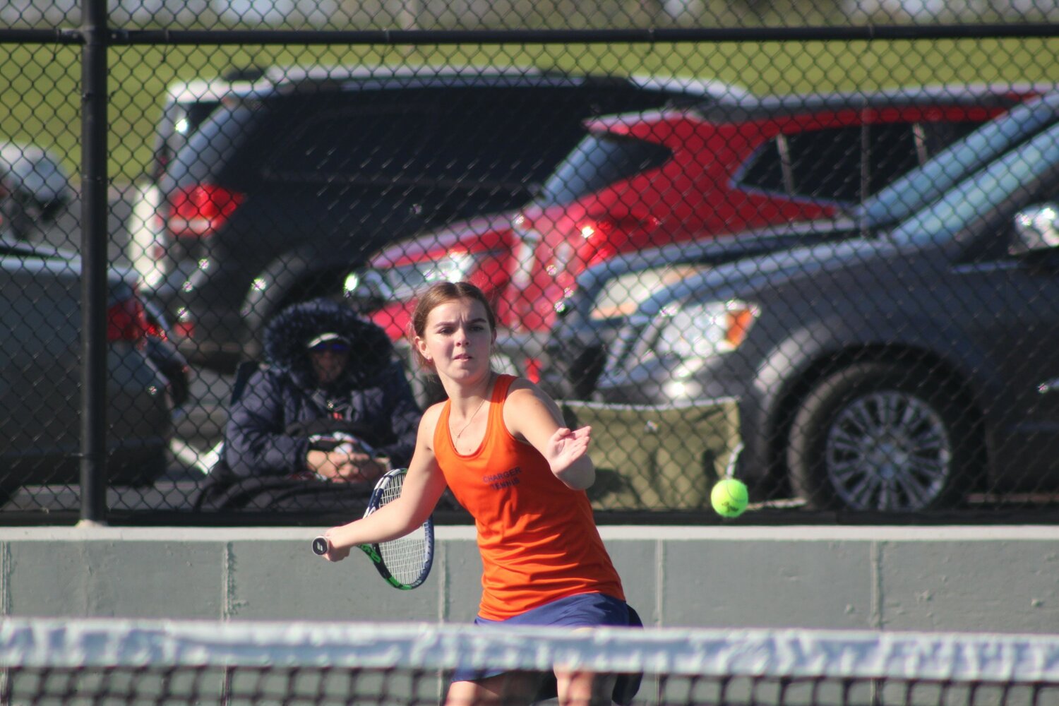 Sydney Neideffer anchors the top of the Charger lineup at one singles.