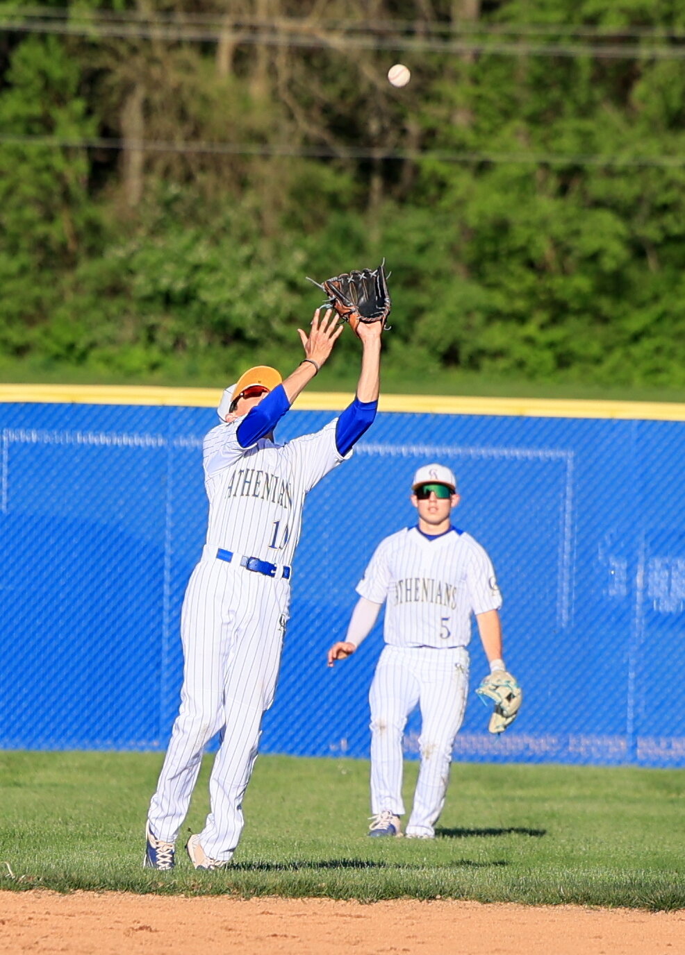 Freshman second baseman Henry Bannon makes a catch in shallow right field.