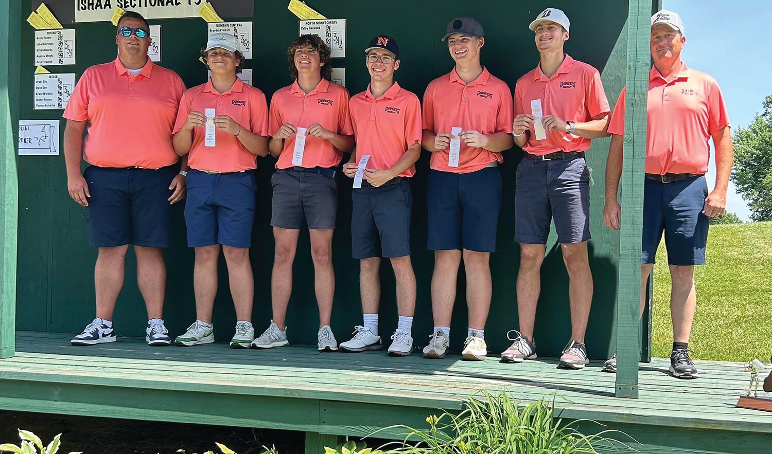 Bob Cox/Journal Review
North Montgomery boys golf advances out of the sectional as a team for the second straight year after the Chargers placed third at the sectional with a 342. Junior Neal Jeffery shot a 77 to lead the way.