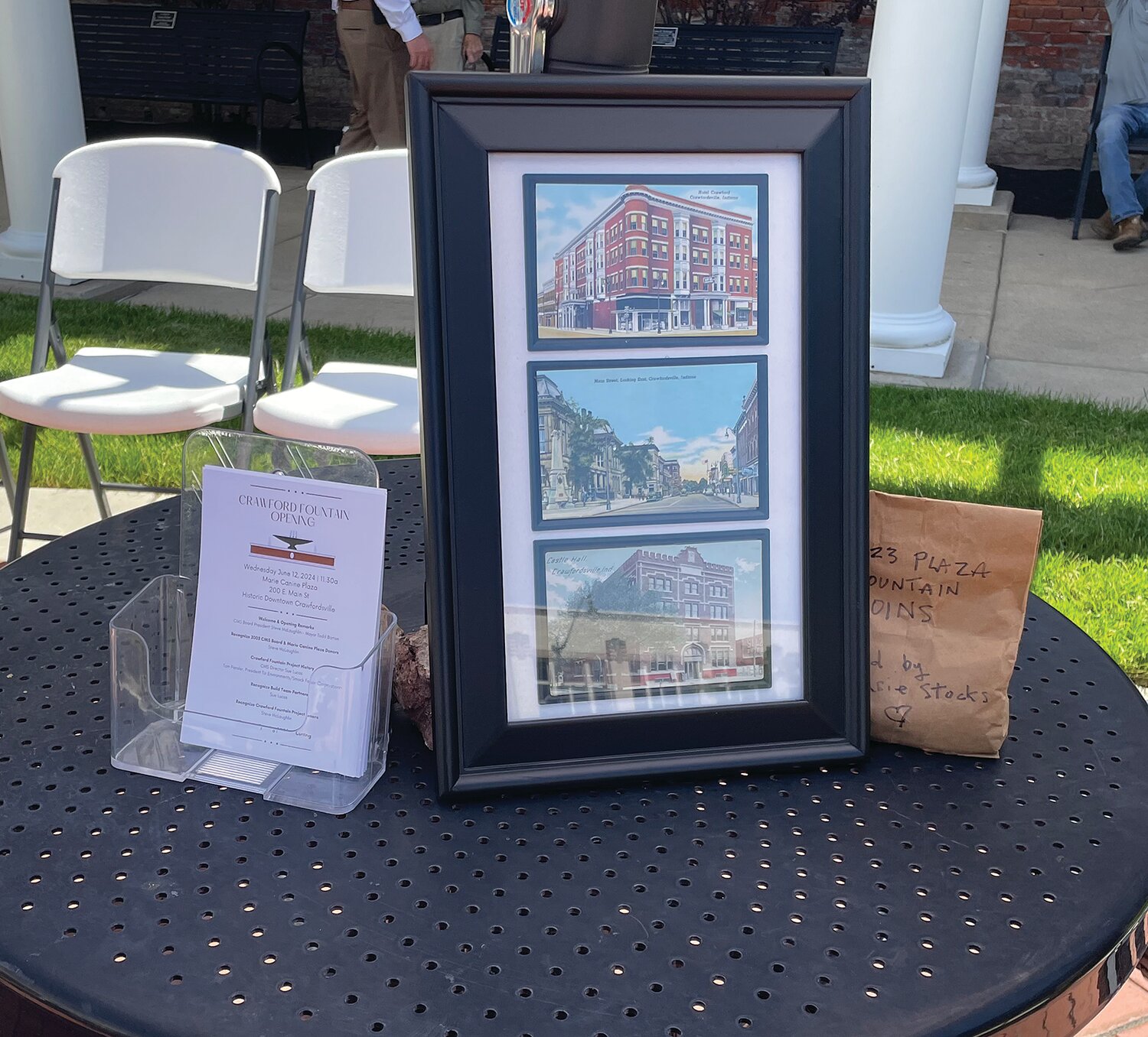Framed images of the Crawford Hotel were on display Wednesday during the ceremony.