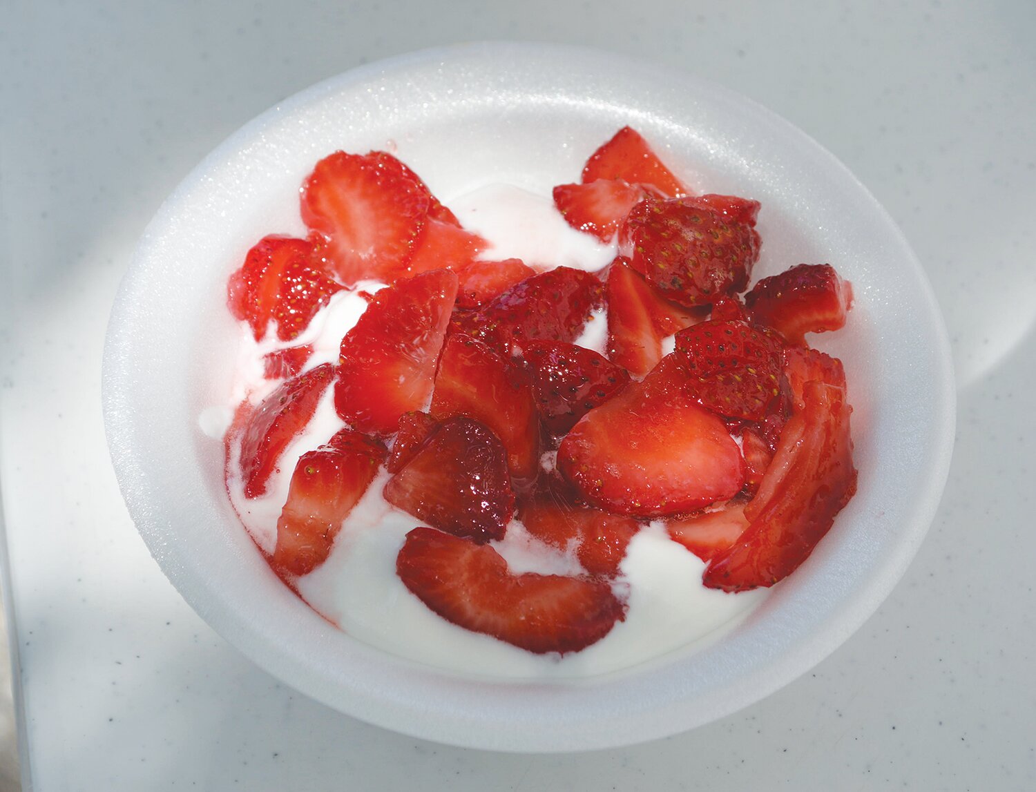 Strawberries and homemade ice cream