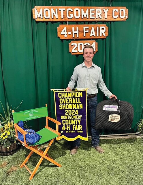 Brent Runyan earned Champion Overall Showman at the Montgomery County 4-H Fair.