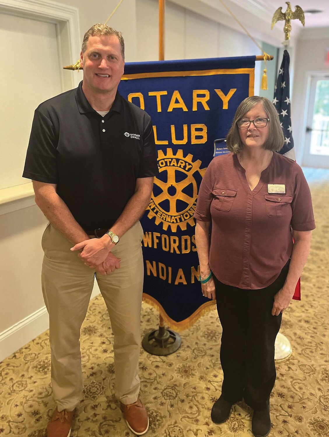 Dellie Craig, a local history specialist at the Crawfordsville District Public Library, spoke to the Crawfordsville Rotary Club at their noon meeting. Craig works with genealogy. There are three computers for genealogy patrons to use. A new scanner was donated to the library in 2020 to be used doing research. Craig is working with Dr. Michael Scheidler (also pictured) on a project called ”Tour of the Past: 105-109 East Main Street.” The building was owned by Wade Nixon. A video and a display will be set up on the library’s second floor at a later date. Local history books and newspapers can be found on the second floor. For help, contact Craig at 765-362-2242, ext. 118.