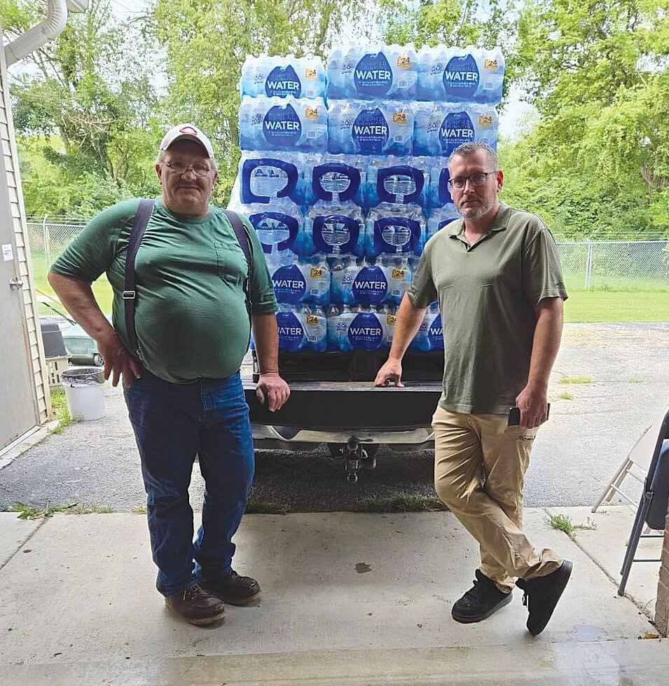 Cases of water also arrived at the facility,