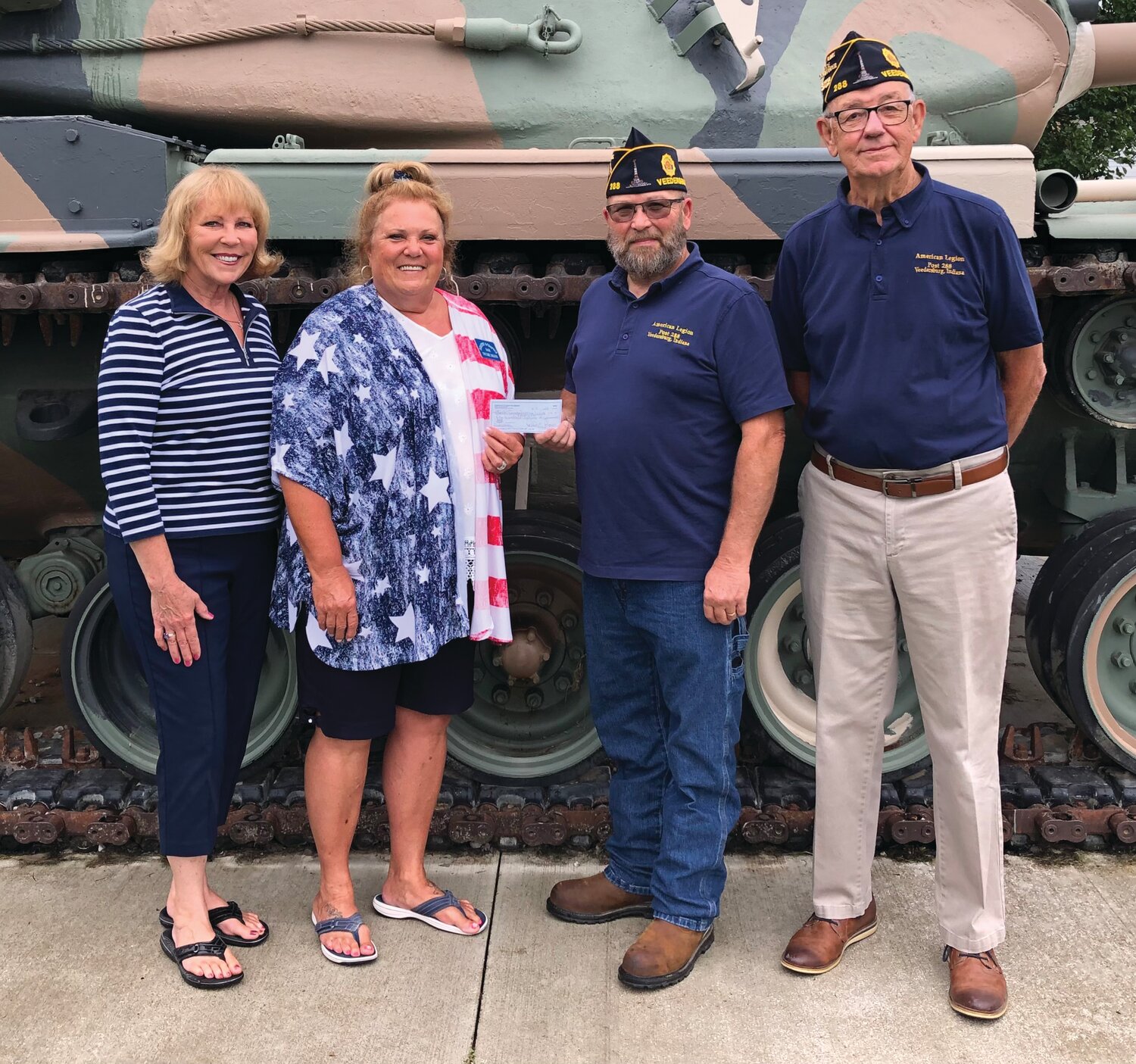 Pictured at the Veedersburg American Legion Post 2382 is Susan Fisher, Trudie Dillon, Commander Tim Strawser and Bob Richey.