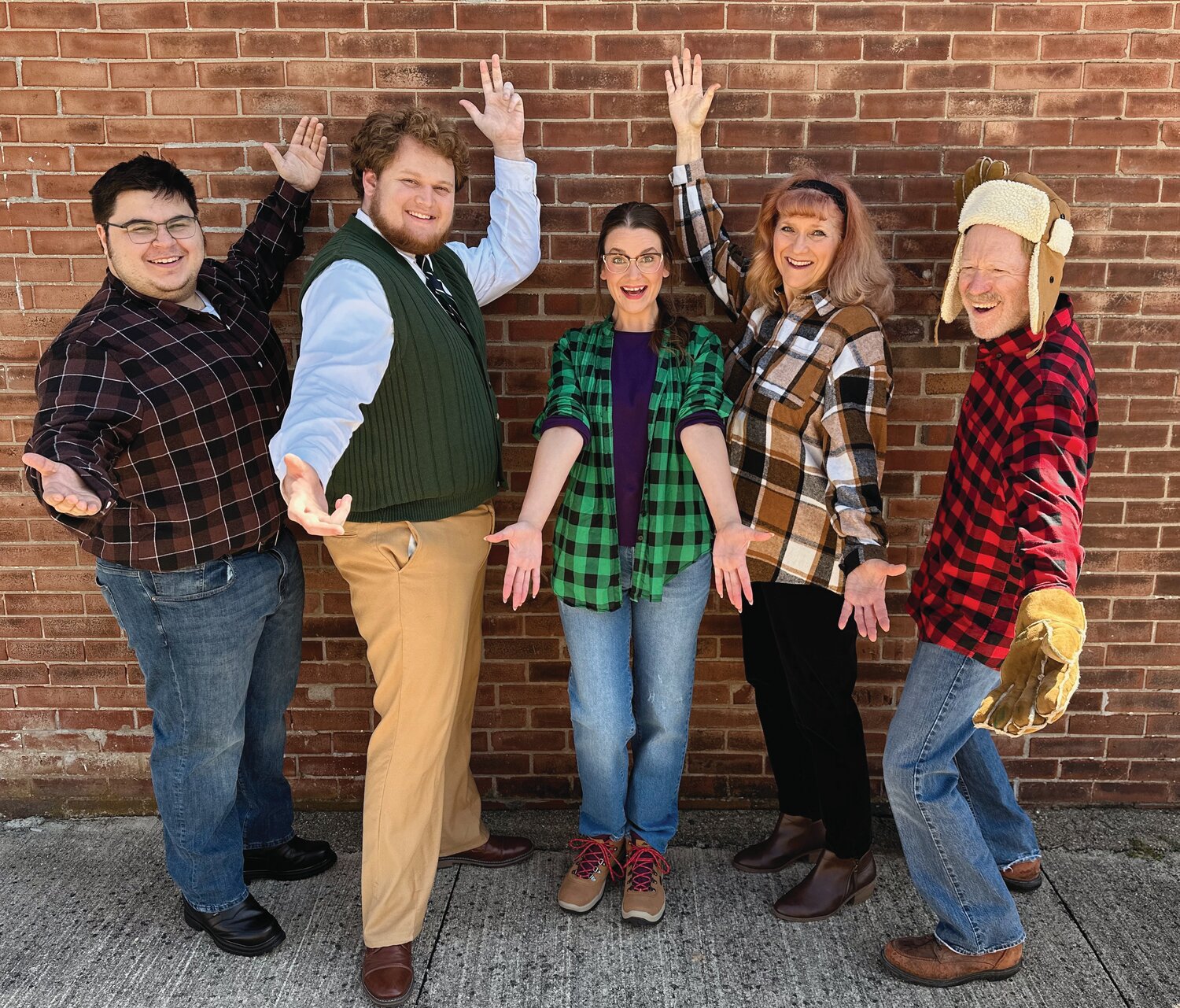 Pictured, from left, are members of the “Don’t Hug Me”cast, Henry Allan, Nathaniel Wright, Rebecca Lea Evans, Teresa Ross and Don Hart.