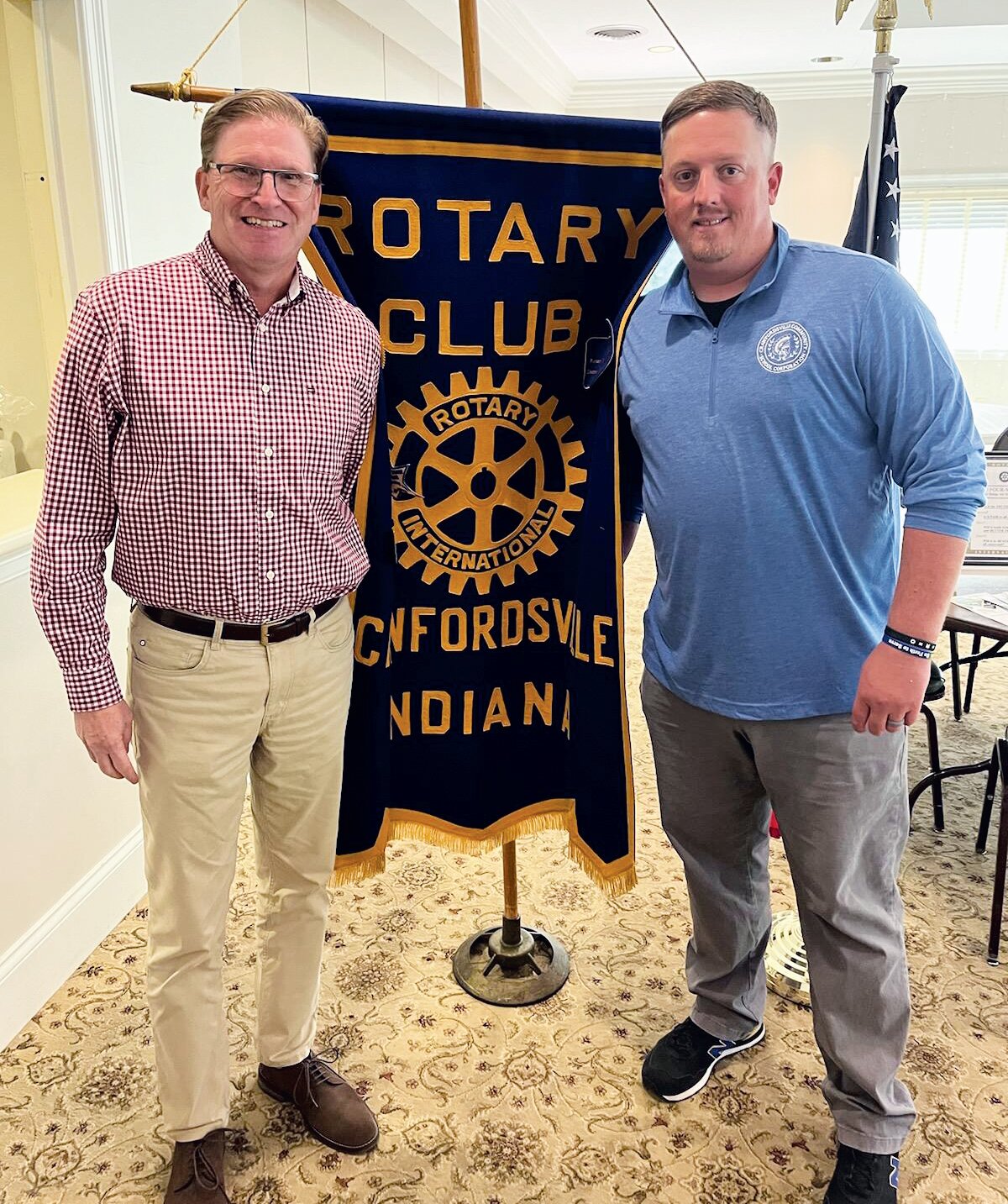 Jay Strickland, Crawfordsville High School Principal, spoke to the Crawfordsville Rotary Club about his four years on the job. He graduated from Goshen College and has been in the education field for 24 years. Under his guidance, CHS has become a High Reliability  School. Only 22 schools in Indiana earned this honor. Getting and keeping parents involved in school is a challenge due to.various factors. To keep in touch with the younger students, Strickland takes time to read to the kindergarteners.