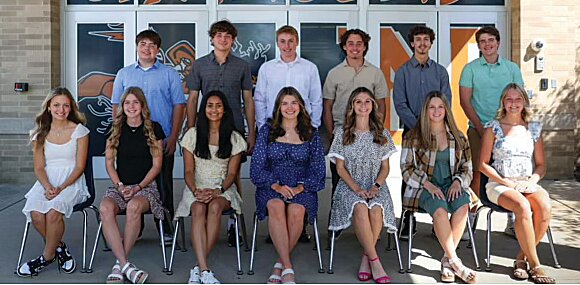 Members of the 2024 North Montgomery Homecoming Court are, from left, front row, Elle Wagoner, Gracie Ratcliff, Sarika Gabhawala, Brooklyn Kerns, Avery Gayler, Abigail Allen and Lacy Conover; and back row, Laine Barnett, Ryan Hopper, Jayden Thompson, Nolan Yarger, Tripp Wathen and Crew Cole. Not picture is Nathan Purcell-Sanchez.