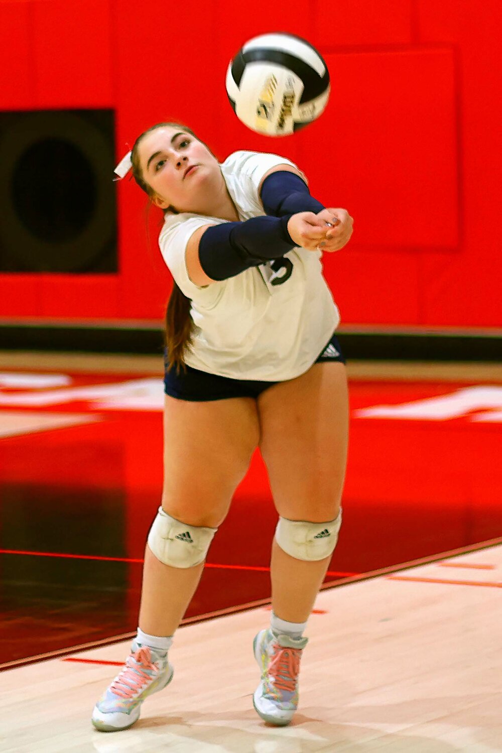 Ayden Braun of North Montgomery passes the ball.