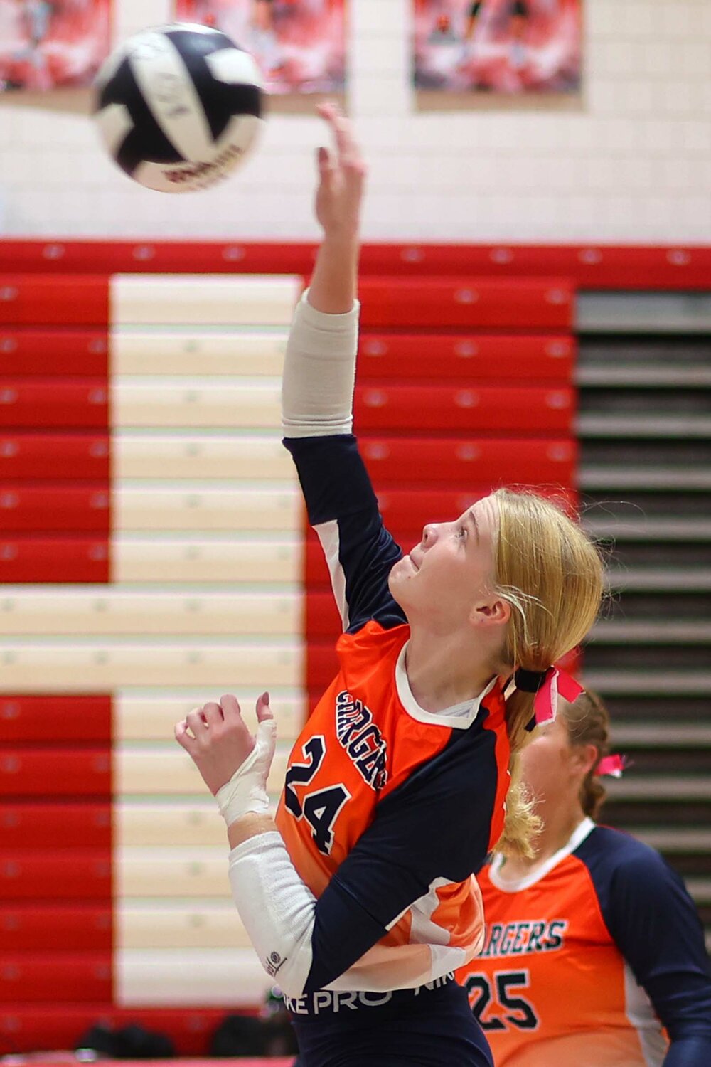 Caelyn Carpenter of North Montgomery hits against Attica.