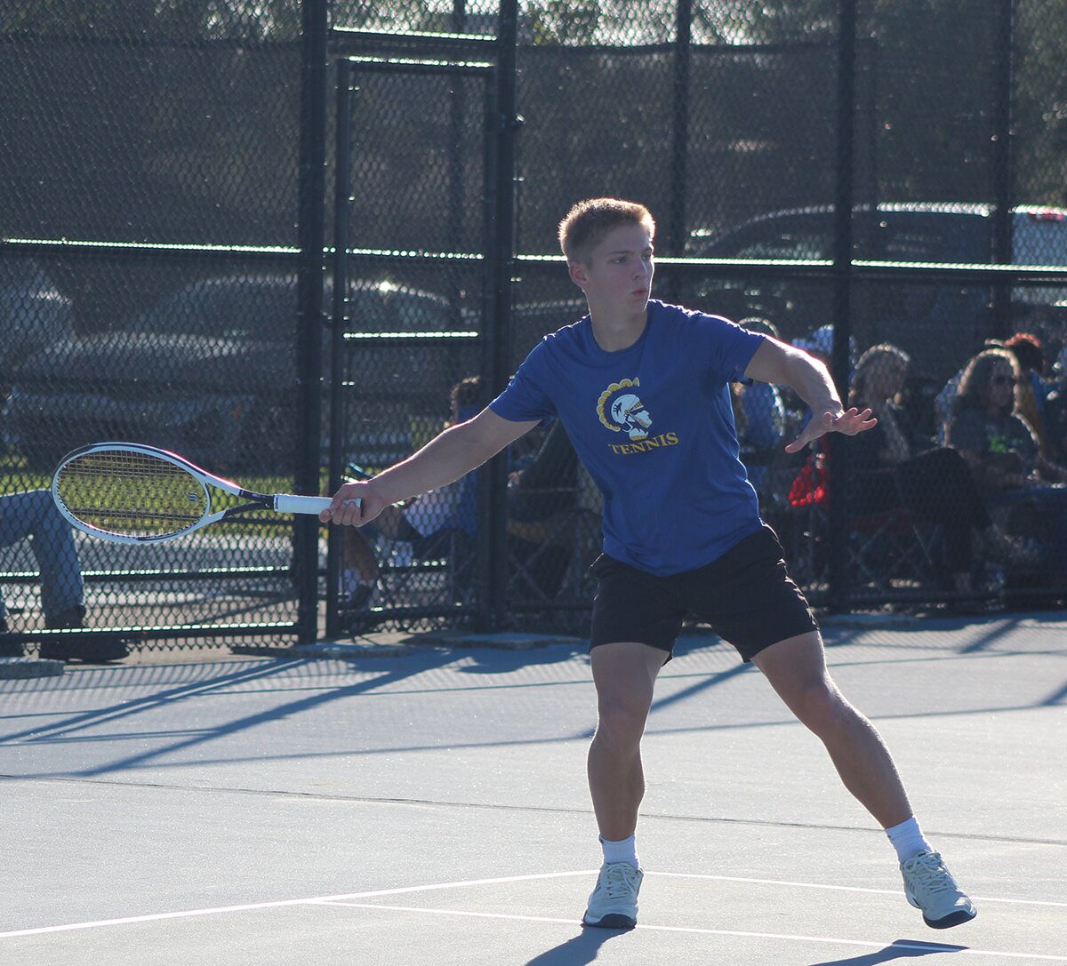 Crawfordsville No. 1 singles player Rowan Gambrel won Thursday during the sectional championship with Lebanon.