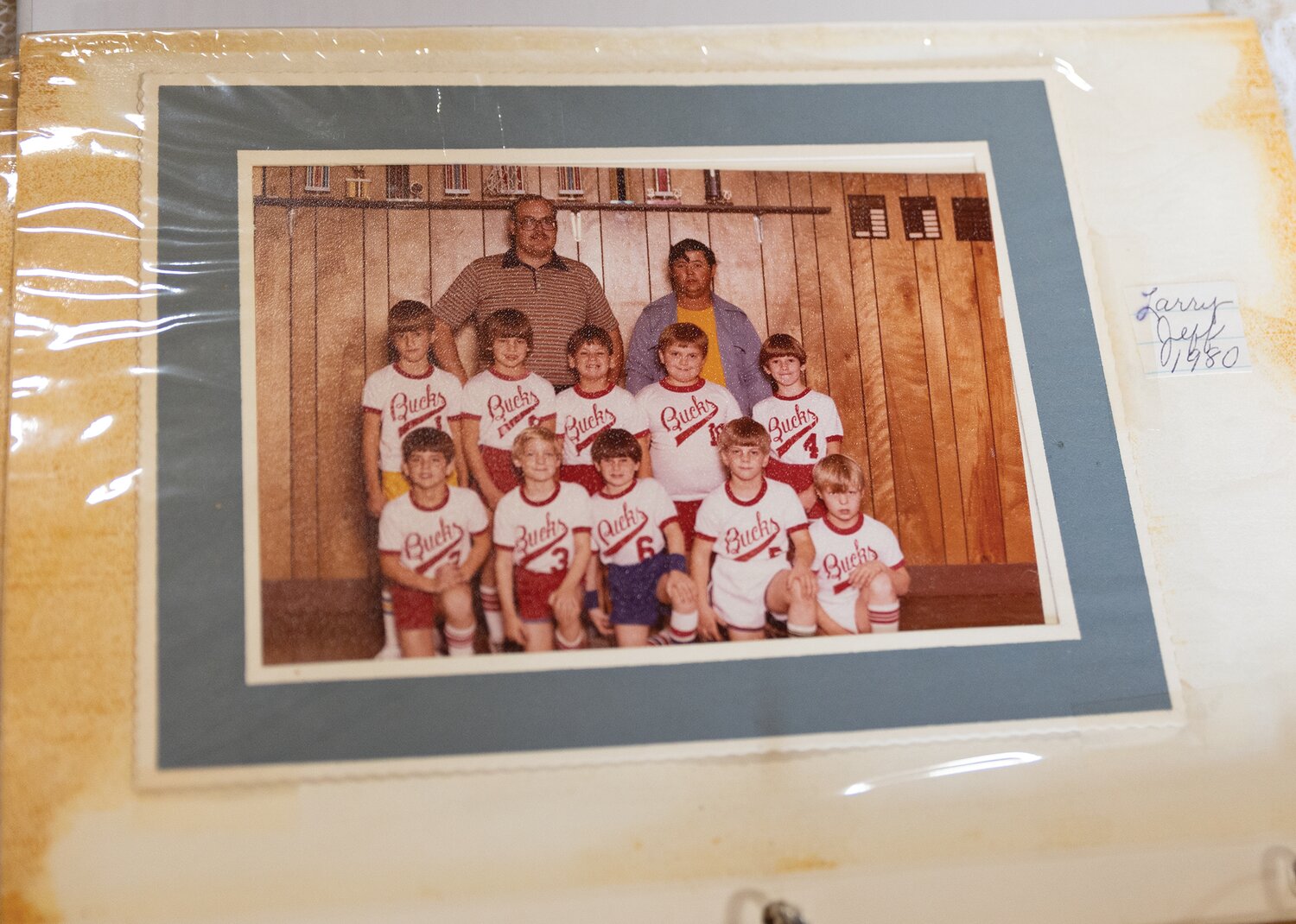 A photo of Larry Hunt as a coach with his team in 1980.