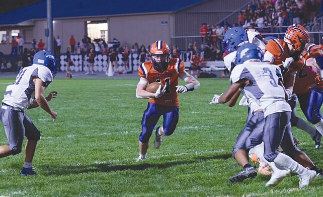 Jayden Thompson picks up yards in Friday's North Montgomery win against Frankfort.