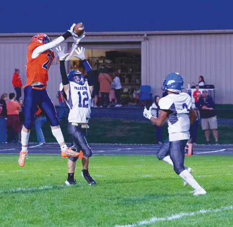 Kelby Harwood hauls in his second touchdown pass in Friday