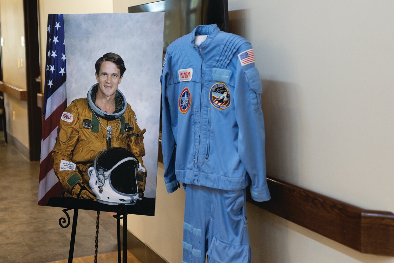 Photo of Allen when he was an astronaut and his suit, Oct. 15.