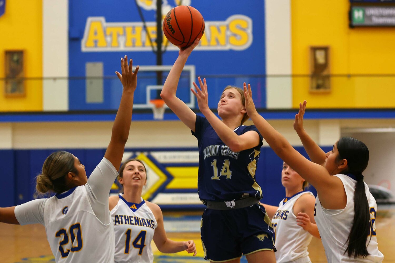 Henley Good of Fountain Central shoots a short jumper.