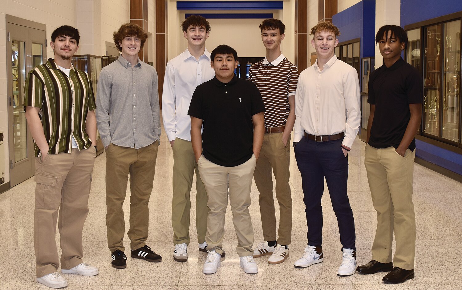 Crawfordsville High School Snowcoming is Friday. The king will be crowned prior to the varsity basketball game versus Fountain Central.  Snowcoming King candidates and attendants are, from left,  junior attendant Adrian Medina, senior king candidates Jude Hutchison and Alec Saidian, sophomore attendant George Mixtega, senior king candidates Danny Wills and Max Brumett and freshman attendant Johnovan Smith.