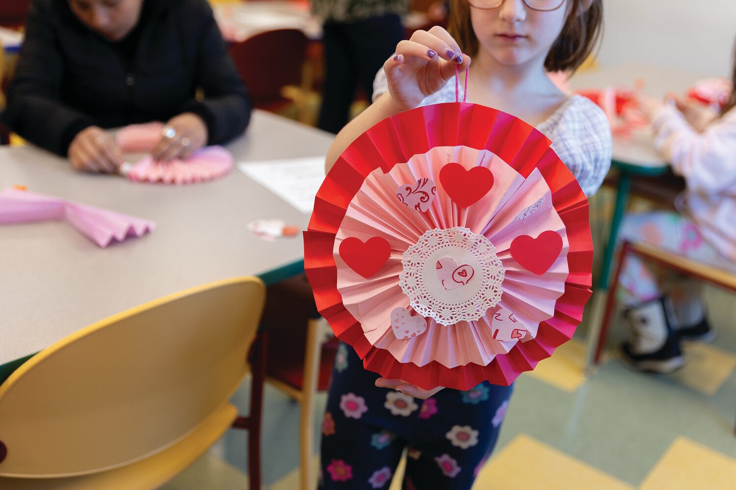 Valentine's Day crafts at Crawfordsville District Public Library, Feb. 4, 2025.