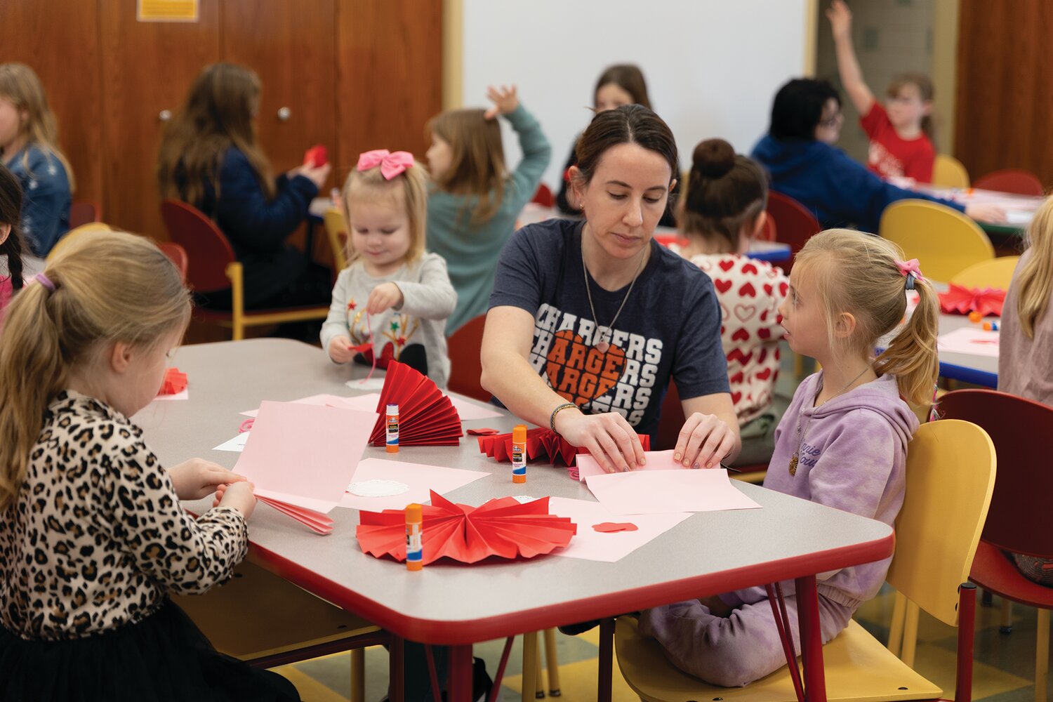 Valentine's Day crafts at Crawfordsville District Public Library, Feb. 4, 2025.