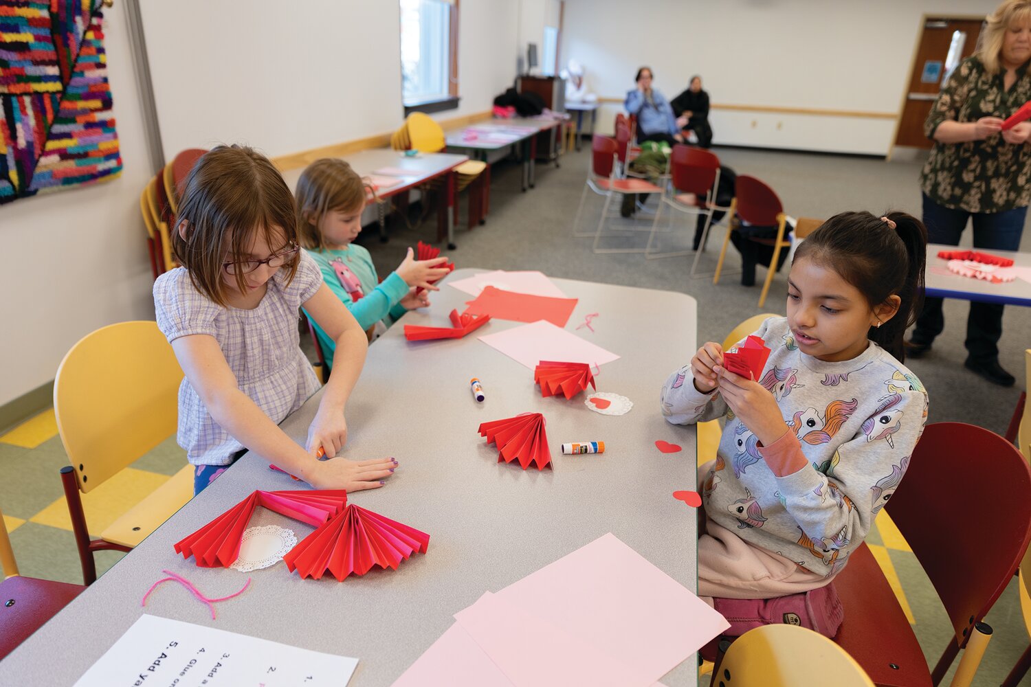 Valentine's Day crafts at Crawfordsville District Public Library, Feb. 4, 2025.