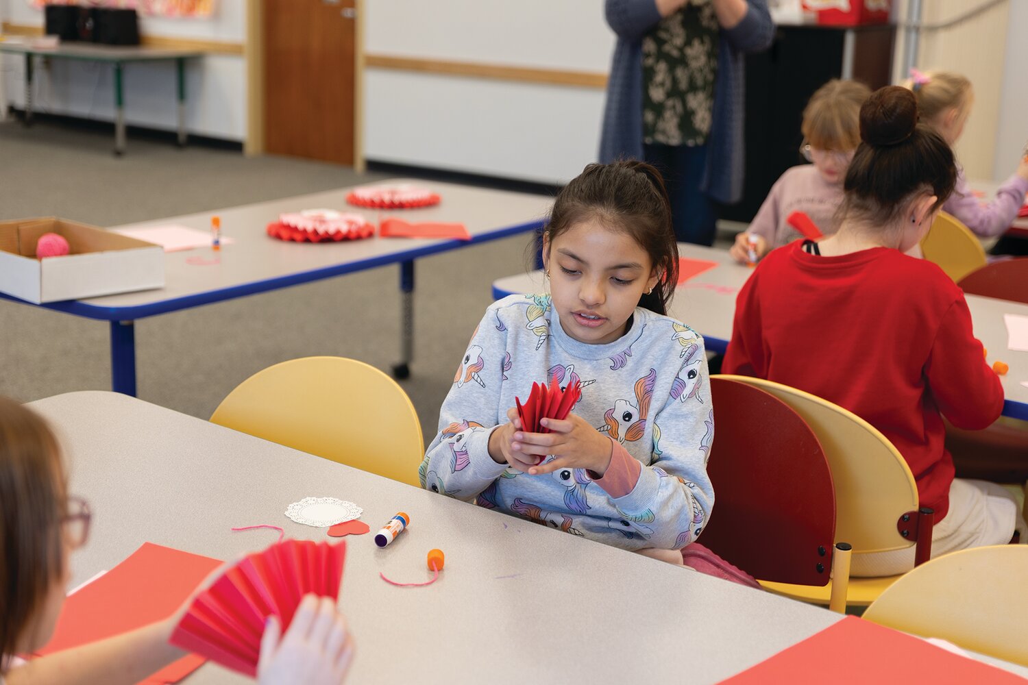 Valentine's Day crafts at Crawfordsville District Public Library, Feb. 4, 2025.