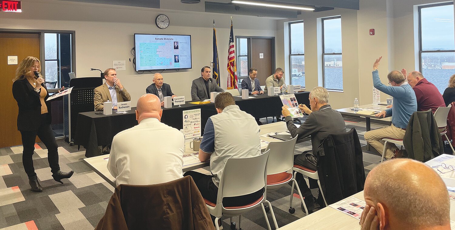 State legislators attended a breakfast Saturday hosted by the Crawfordsville/Montgomery County Chamber of Commerce at Fusion 54. The officials gathered to discuss upcoming bills and address the concerns of county residents.