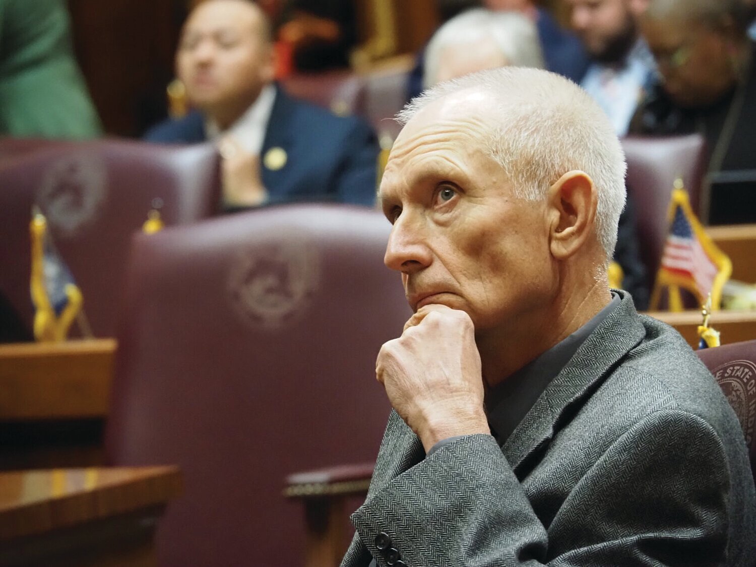 Rep. Jeff Thompson, R-Lizton, sits in the House Chamber on Nov. 21, 2023.