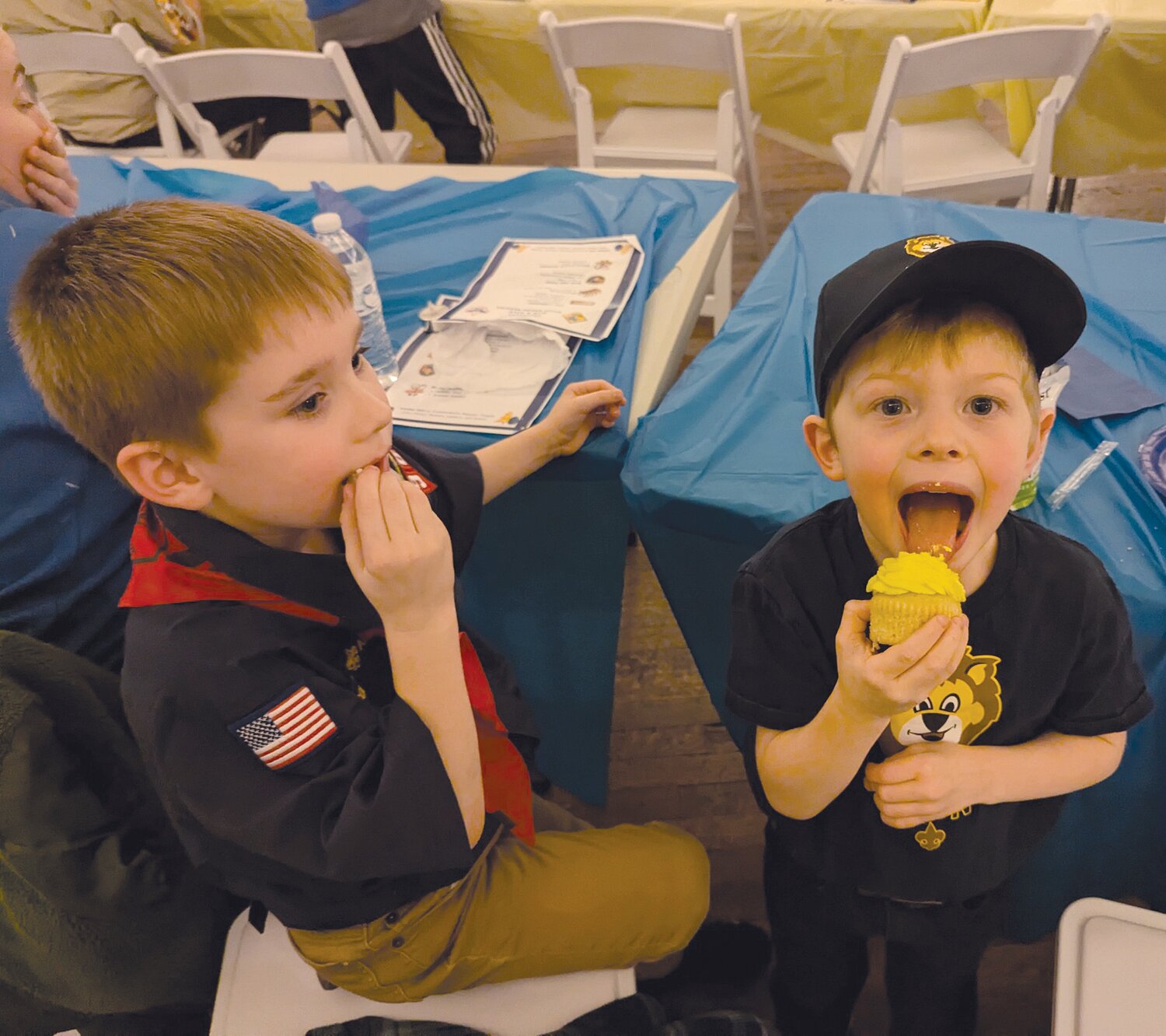 Even the youngest scouts enjoyed the Blue and Gold Banquet to celebrate the birthday of scouting.
