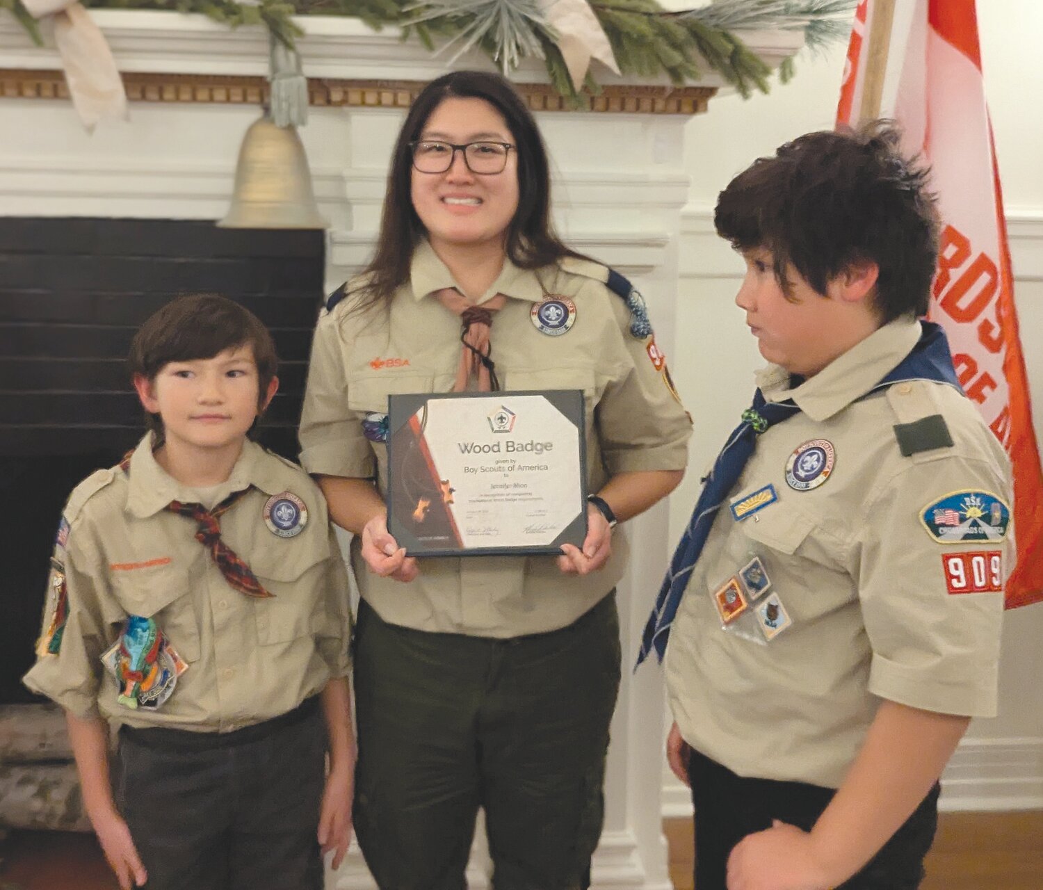 Jennifer Shon received her Wood Badge certificate.