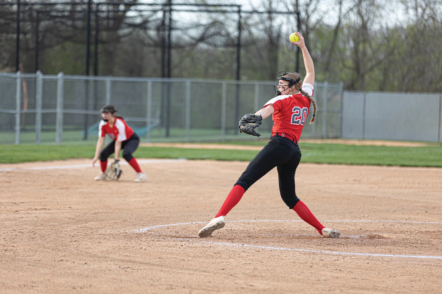 Southmont’s Ella Barry pitches on Wednesday against Frankfort.
