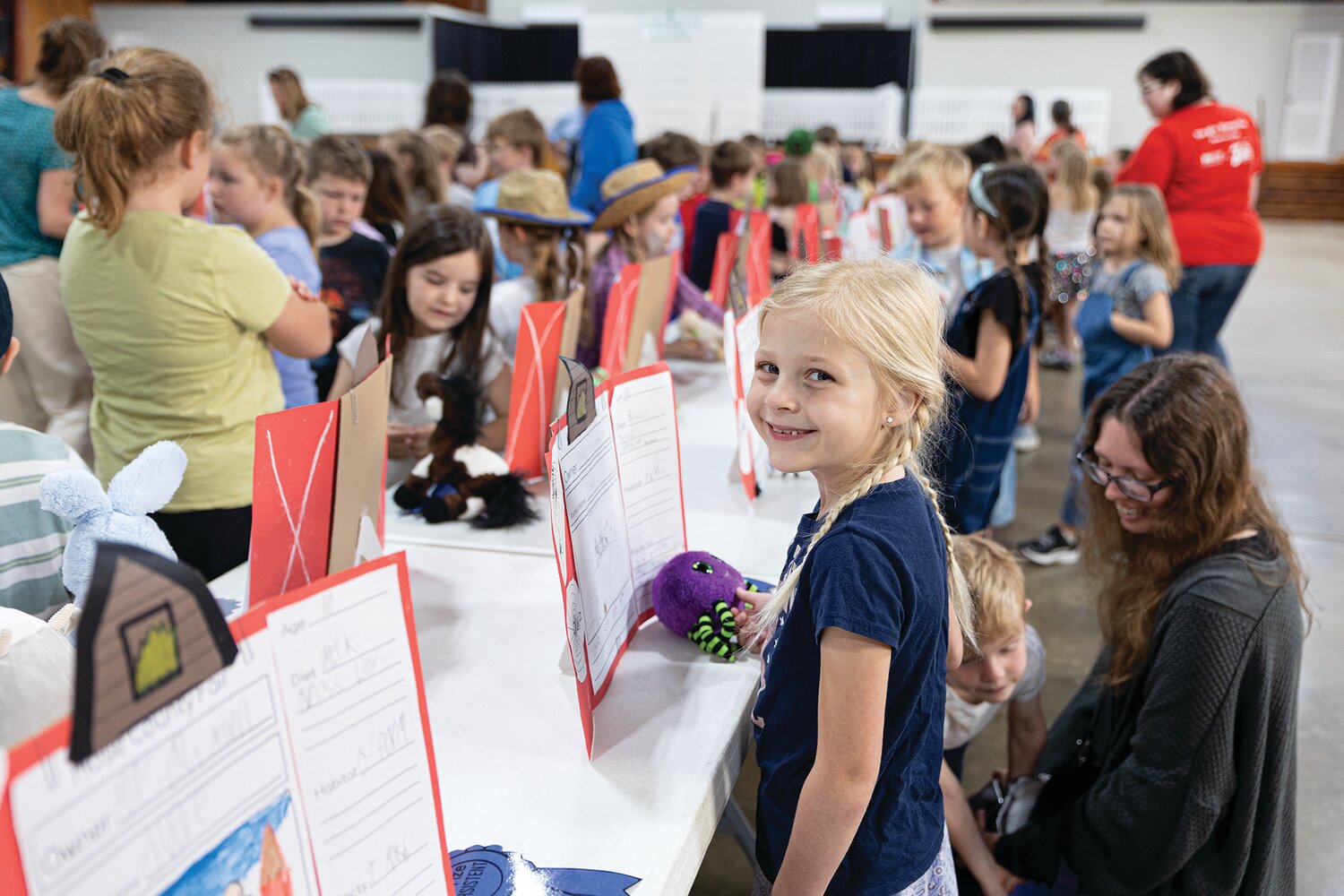 Laura Hose Elementary School students held a County Fair at the 4-H Fairgrounds where they presented an animal of their choice (in the form of plush, figure, doll, etc.) to visitors. May 16, 2025.