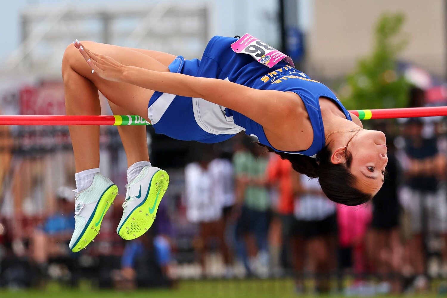 Riley Gardner of Crawfordsville - high jump - clearing 5-04/1.62m to tie for 11th at the state meet.