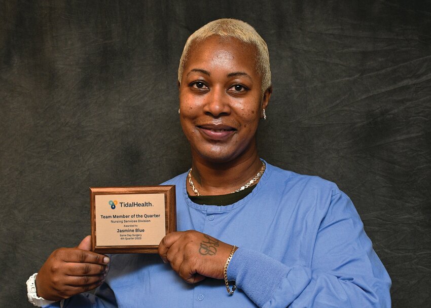 Jasmine “Jaz” Blue is always smiling and is hardly ever idle, checking on her peers and working with them to provide excellent care to her patients. (Photo courtesy TidalHealth Peninsula Regional)