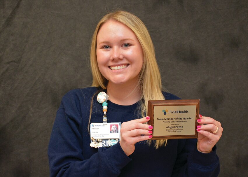 Abigail “Abby” Payne consistently goes above and beyond for her patients and coworkers in the ED. (Photo courtesy TidalHealth Peninsula Regional)