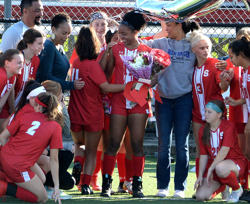 Smyrna's Desiree Zapata broke the school record with her 70th career goal as a junior. DAILY STATE NEWS FILE PHOTO.