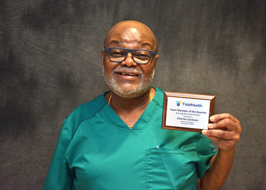 Charles Jackson of Same Day Surgery is a TidalHealth Peninsula Regional 1st Quarter 2024 Team Member of the Quarter for Nursing Services. (TidalHealth Peninsula Regional)