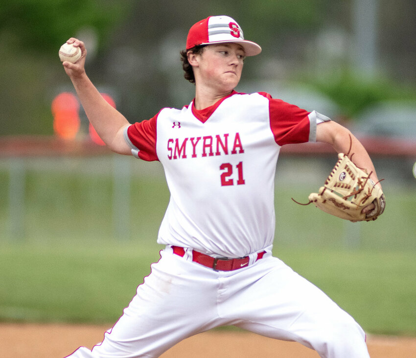 Nate Donahue, a senior pitcher, picked up five of Smyrna’s six victories in baseball this spring. DAILY STATE NEWS FILE PHOTO.