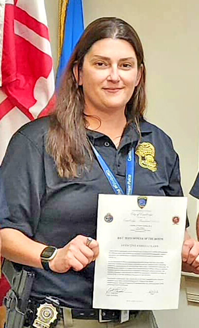 Detective Rebecca Clark was recently named Cambridge Police Department Officer of the Month for May. During May, Detective Clark investigated several financial cases while continuing to probe a child abuse case. In addition, she was responsible for identifying two suspects in a large theft of money from two elderly victims in separate incidents. Finally, Detective Clark help plan, organize, and execute an undercover operation in response to a wave of vehicle thefts in the city, leading to arrest.