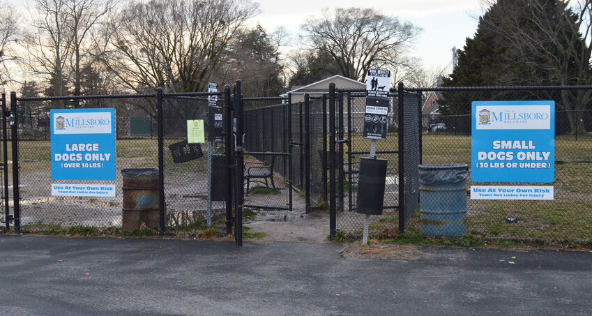 Millsboro's dog park, near the Town Center on Wilson Highway, has separate areas based on the size of the dog.