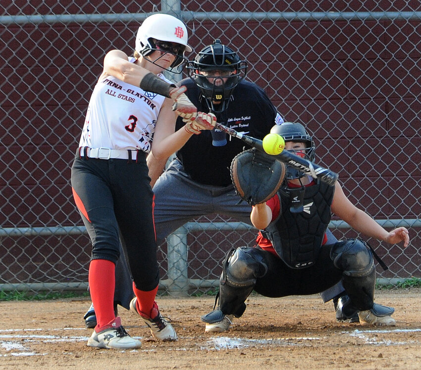Smyrna-Clayton&rsquo;s Lexi Dennis connects for a base hit against New Castle Monday night. SPECIAL TO THE DELAWARE STATE NEWS/GARY EMEIGH