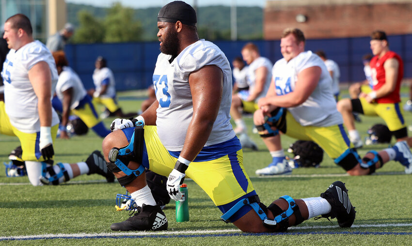 Dover High grad Bradly Anyanwu is in his fifth season on Delaware&rsquo;s offensive line. /Delaware Sports information photo.