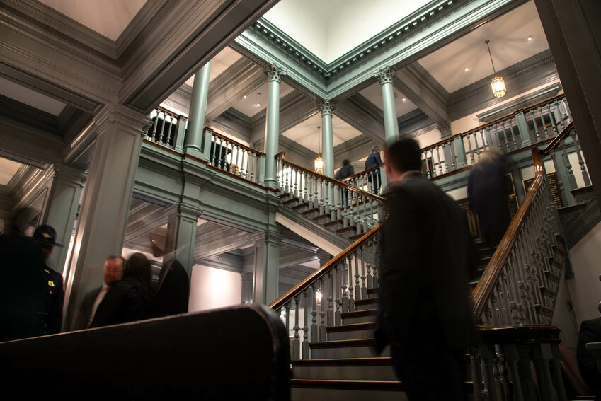 The entrance chamber of Legislative Hall in Dover.