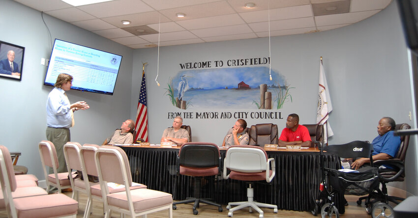 Crisfield's Planning and Zoning Commission during its September meeting, listens to City Solicitor Andrew Illuminati. Seated from left are Larry Prettyman, John Dize, Rick Taylor, Troy Ward and Vernel Cottman.