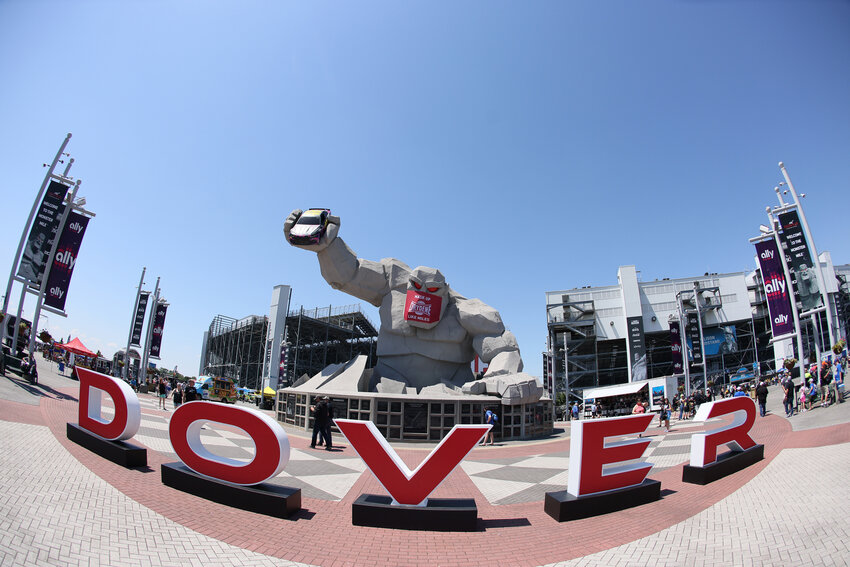 Miles the Monster statue is seen during the NASCAR Xfinity Series Drydene 200 race at Dover International Speedway on May 15 in Dover.