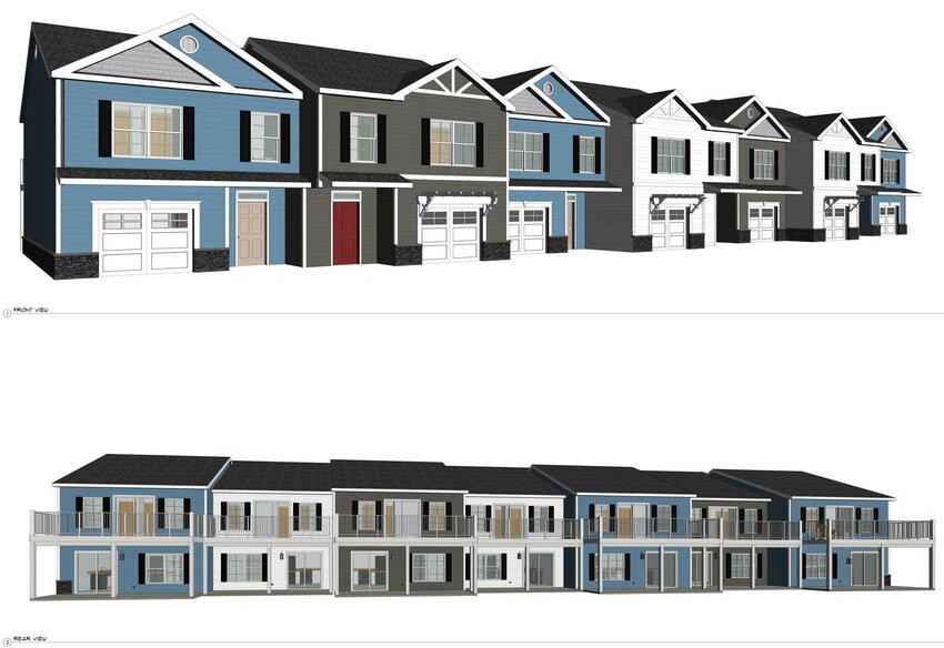 A draft rendering of townhomes for the Riverwalk Villas, an affordable housing development planned for Milford by the Milford Housing Development Corporation. Construction on the homes is expected to begin around spring next year.