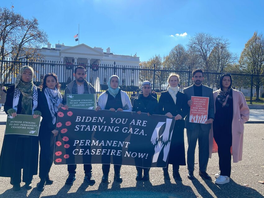 Delaware Rep. Madinah Wilson-Anton, D-Newark, (left) joined New York state Rep. Zohran Mamdani (right) and several other state lawmakers and activists at the White House on Monday to declare their intent to go on a five-day hunger strike to urge President Joe Biden to call for a permanent cease-fire in Gaza.