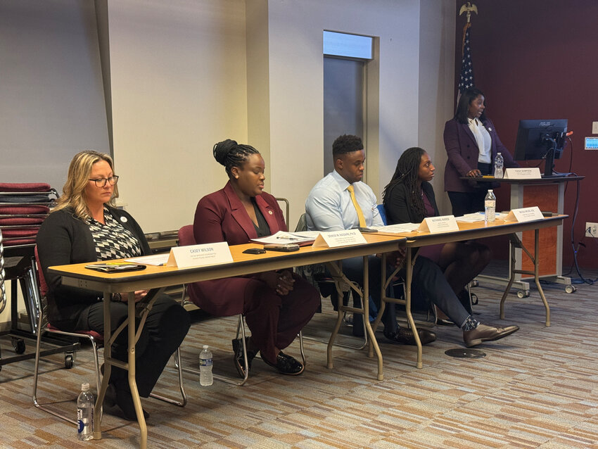 The &quot;United Against Hate&quot; panelists were, from left, Casey Wilson, Dr. Denise Nazaire, Nathaniel Warren, Nicole Mozee and Tiana Sampson.