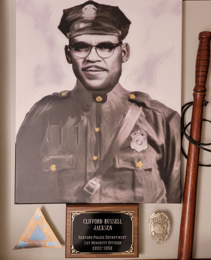 A commissioned rendition of Officer Clifford Russell Jackson, the Seaford Police Department's first minority officer, who served from 1950-52.